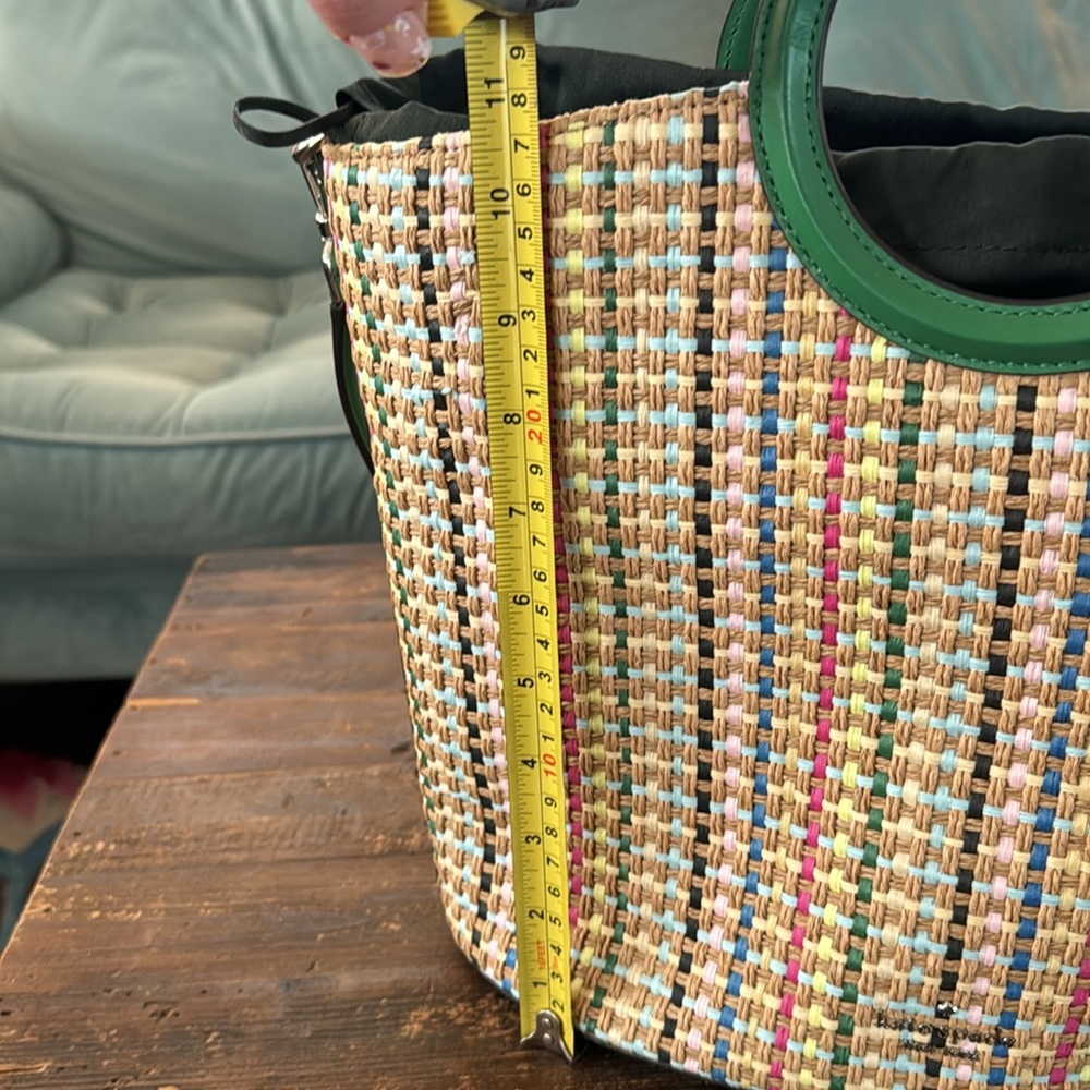 KATE SPADE Jena Straw Large Tote crossbody drawstring satchel - Picture 12 of 13